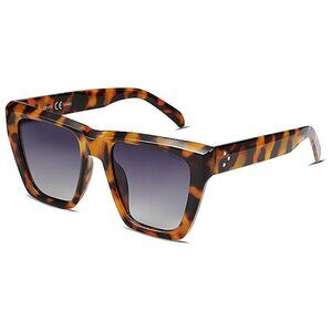 Fashion Oversized Square Polarized Sunglasses , Tortoise